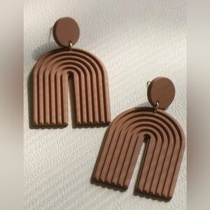 Brown Boho Rainbow Arch Earrings